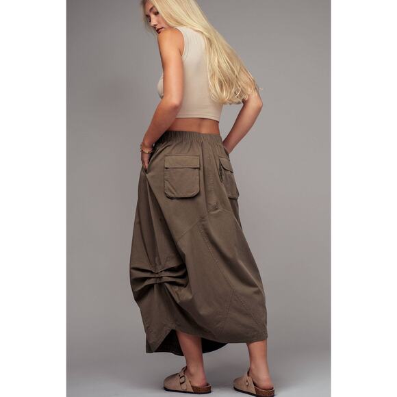 Urban Daizy Balloon Hem Drawstring Maxi Skirt - Picture 2 of 8